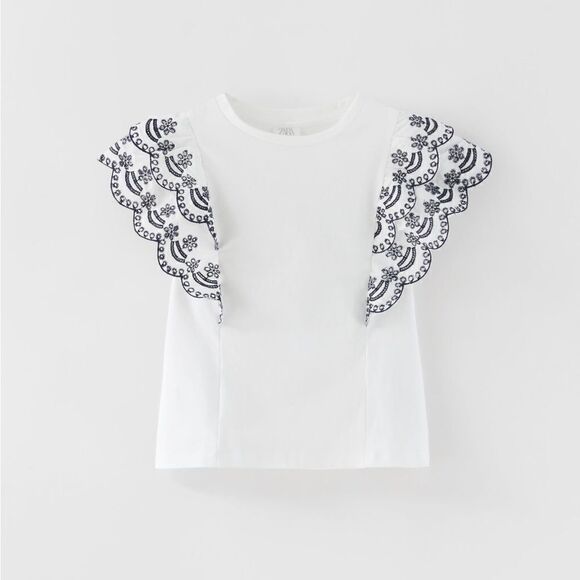 Zara EMBROIDERED SHIRT Girl size 7 - Picture 1 of 9